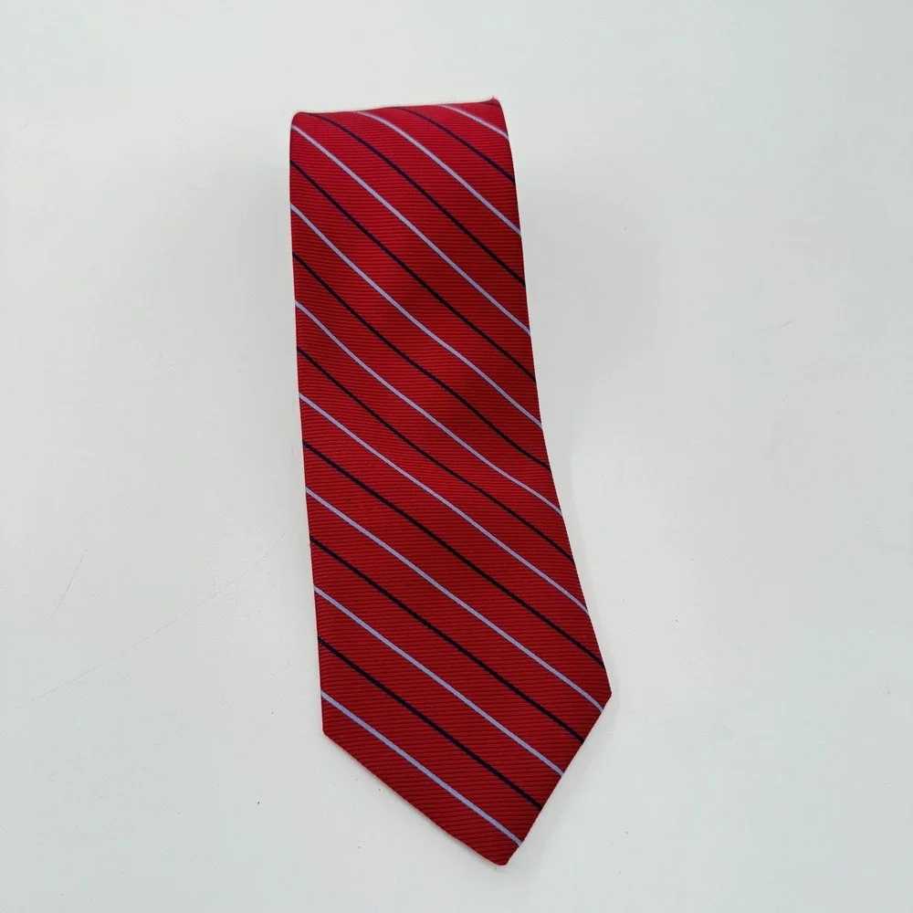 Brooks Brothers Red Rep Stripe 100% Silk Tie 3.75 Classic Wide USA Made 61